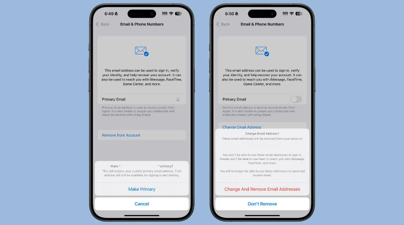 南宁苹果手机维修分享苹果 iOS 18.1 支持设置“主要”邮箱地址并更改 iCloud 邮箱 